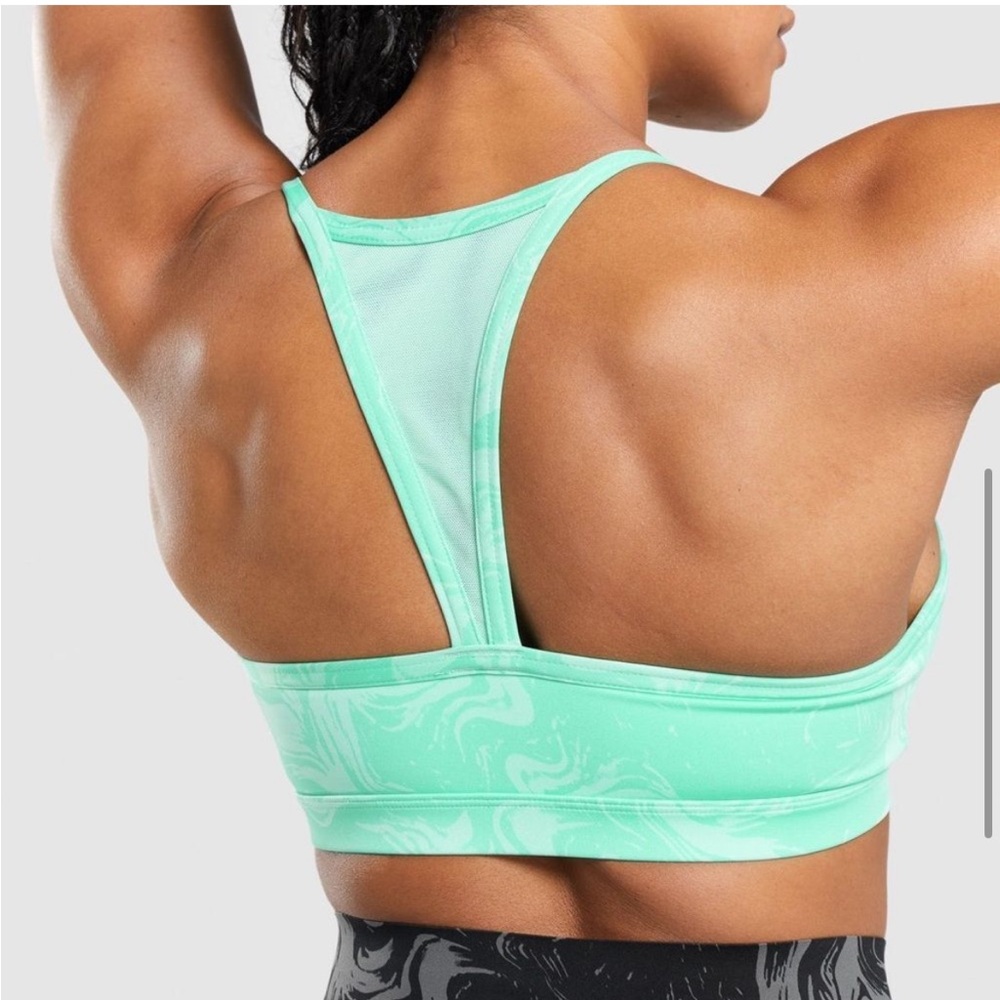 Gymshark Bright Turquoise Print Power Sports Bra - Picture 3 of 10